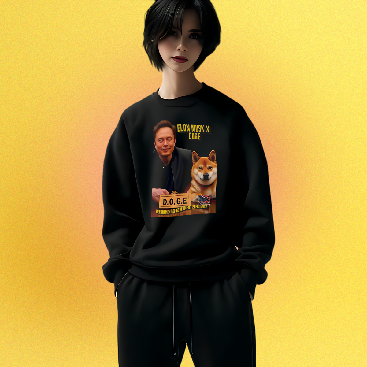 Basic unisex sweater DOGE "Elon Musk x Doge"